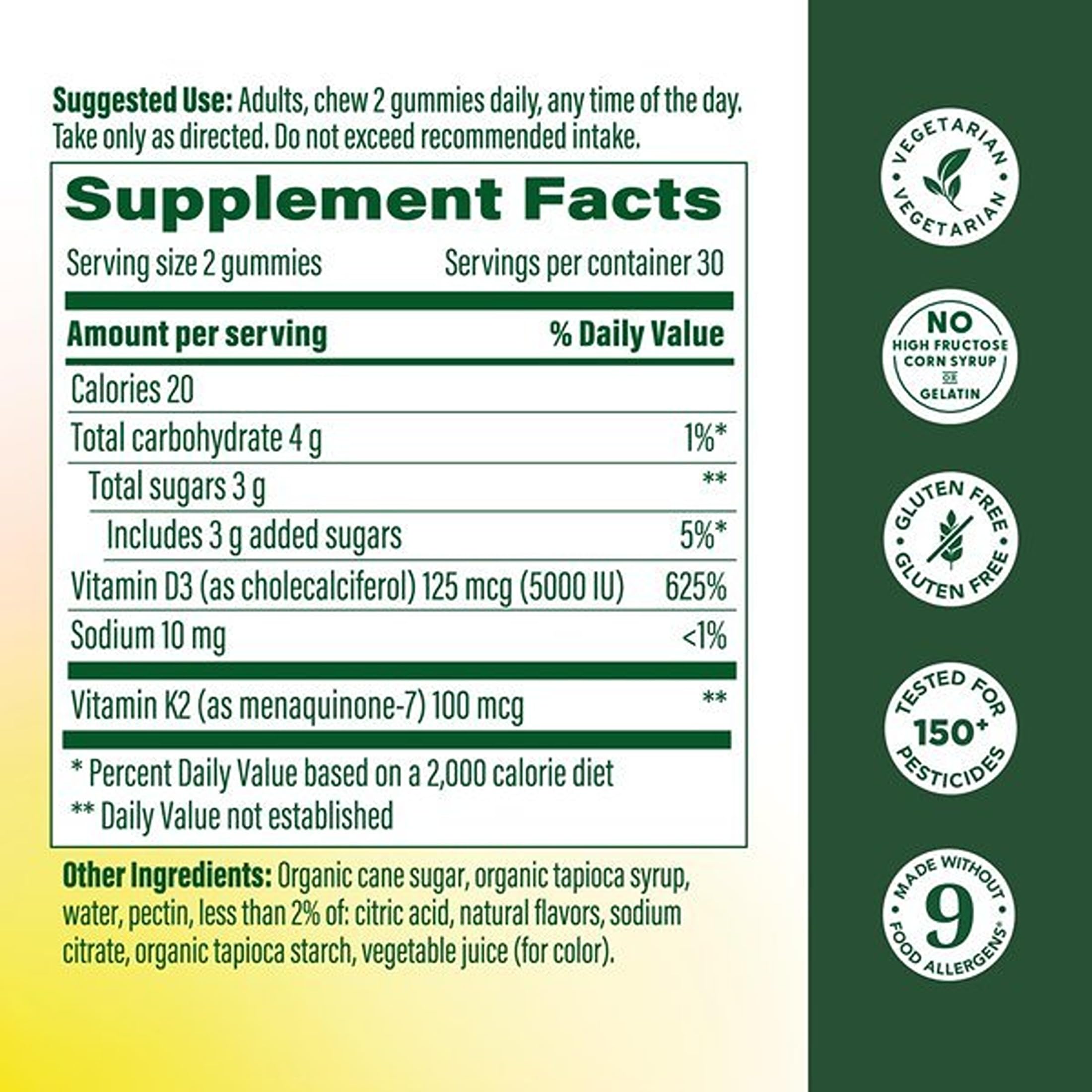 MegaFood Vitamin D3 K2, Bone, Muscle & Immune Health, Peach, 60 Gummies — Amazon image 3