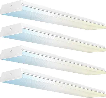 Sunco Garage Lighting, LED Shop Lights for Workshop 4ft, 8 Inch Width Warehouse Industrial Prisma Wraparound, 7200 LM, 60W, Selectable CCT 4000K/5000K/6000K, 120V-277V, Non-Dimmable ETL 4 Pack