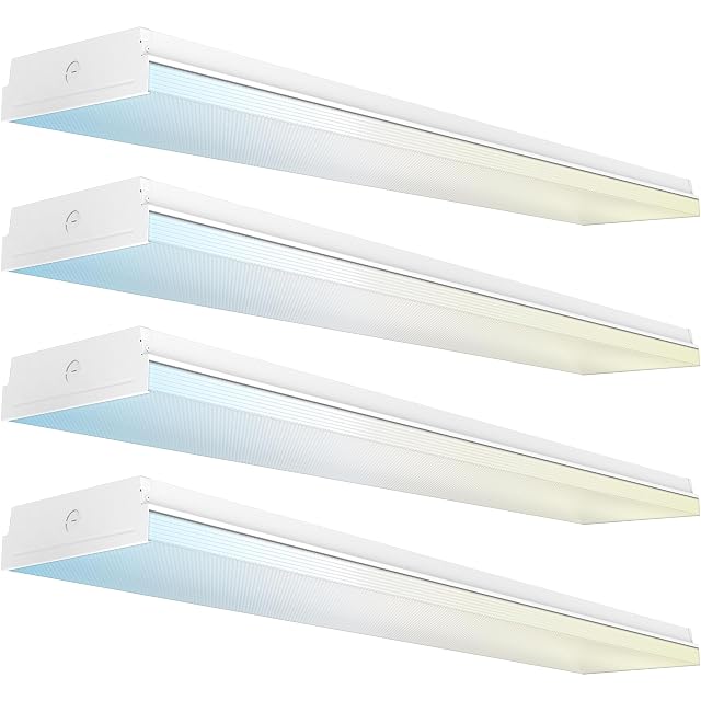 Sunco Garage Lighting LED Shop Lights for Workshop 4ft 8 Inch Width Warehouse Industrial Prisma Wraparound 7200 LM