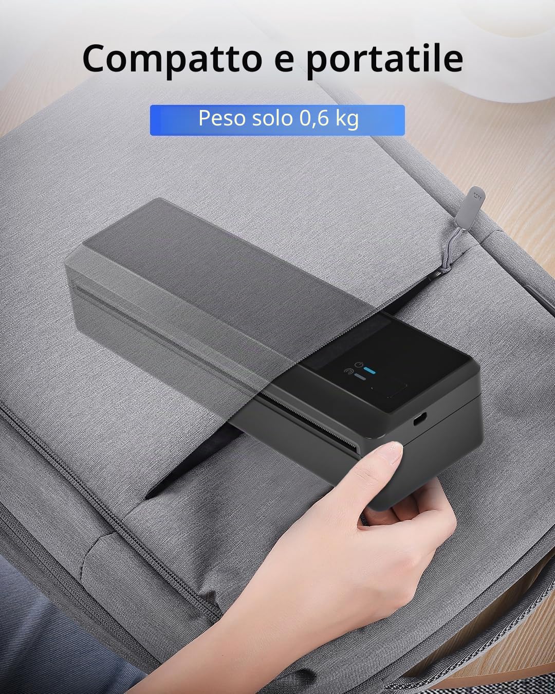 Stampante Termica Portatile A4 Bluetooth P83 Senza Inchiostro per Ufficio Viaggi, 3 Rotoli Carta, Nero