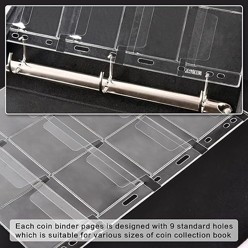 Miniatura 5 de Colección de monedas para coleccionistas, 200 bolsillos, álbum de recolección de monedas y 30 fundas de papel para almacenamiento de dinero para