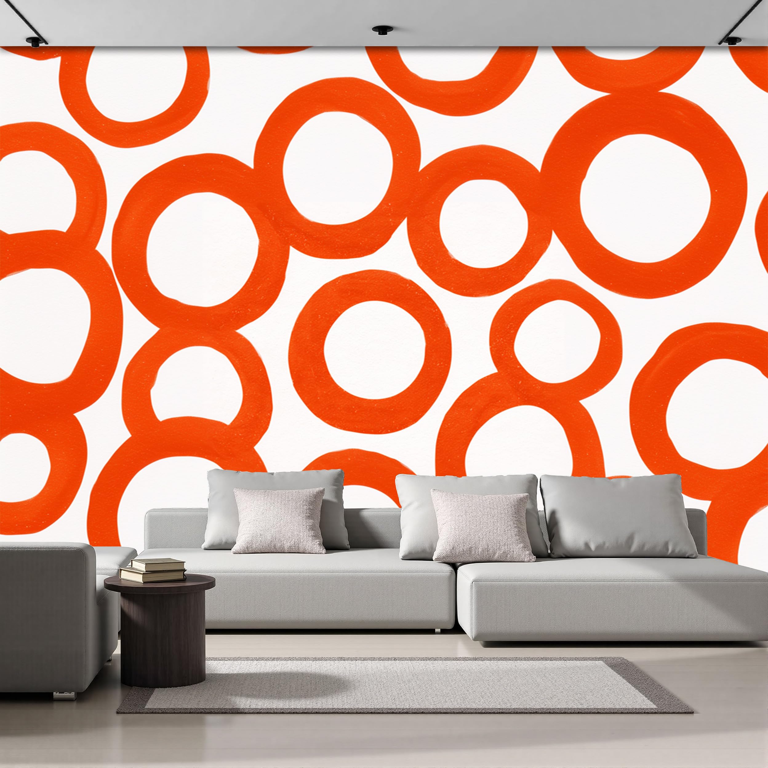 Papier peint panoramique intissé haut de gamme, tapisserie géométrique aquarelle XXL orange