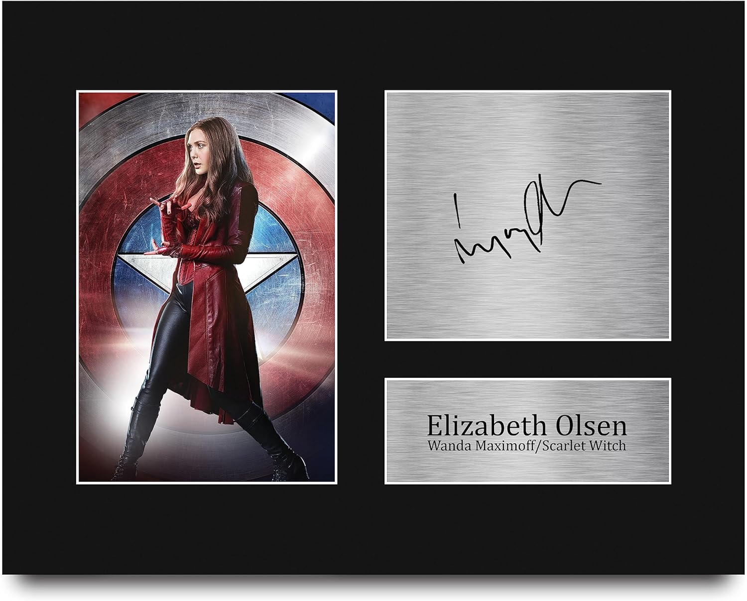 HWC Trading Elizabeth Olsen WandaVision Scarlet Witch Framed Gifts Printed Signed Autograph Picture for TV Show Fans - US Letter Size