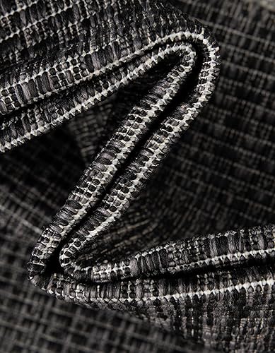 Miniatura 7 de Rugs.com Outdoor Border Collection Alfombra  Alfombra octagonal de tejido plano negro de 5 pies perfecta para salas de estar, cocinas, entradas