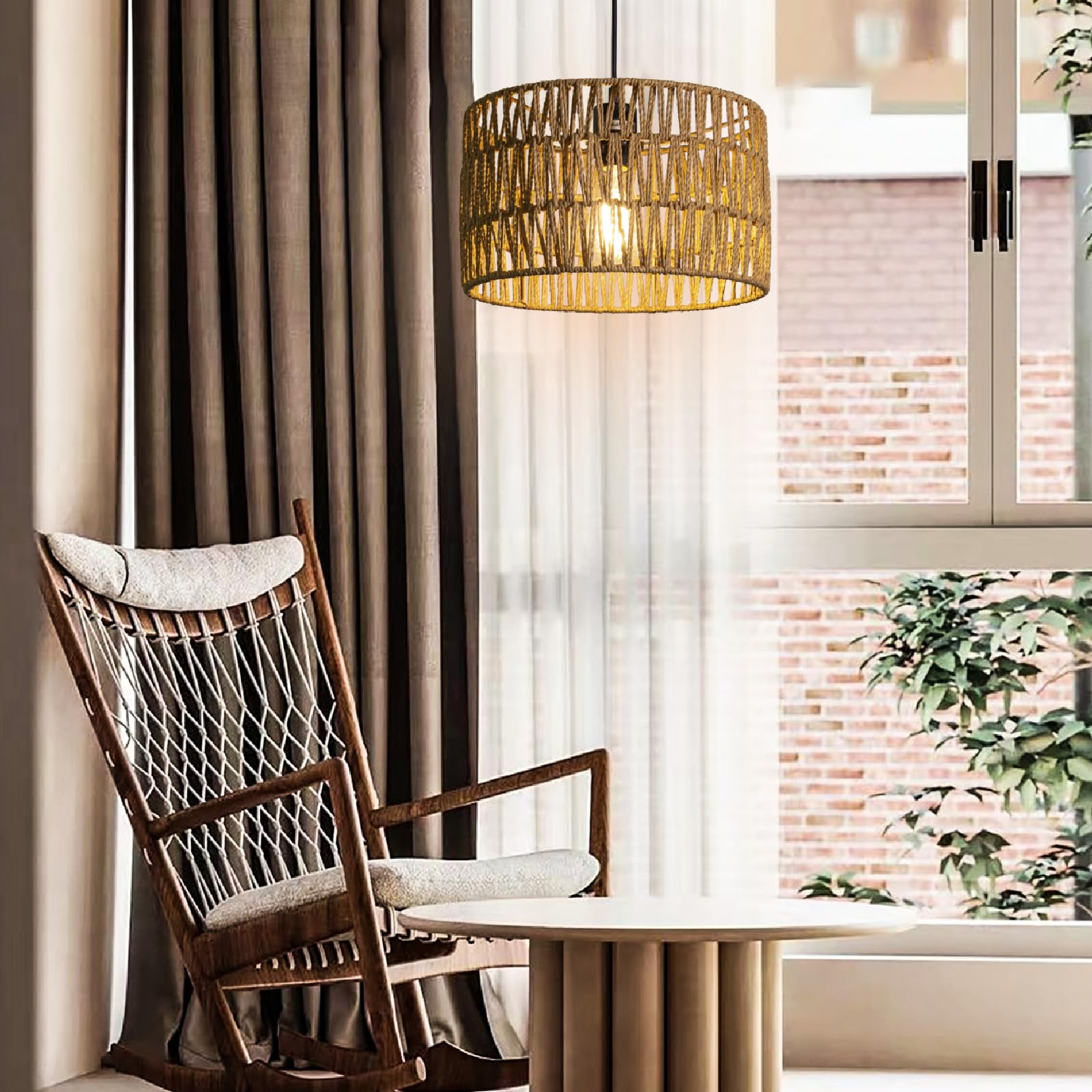 Paralume in rattan boho – un must have per tutti coloro che amano il proprio stile creativo (marrone, 30 da. x 18 h)
