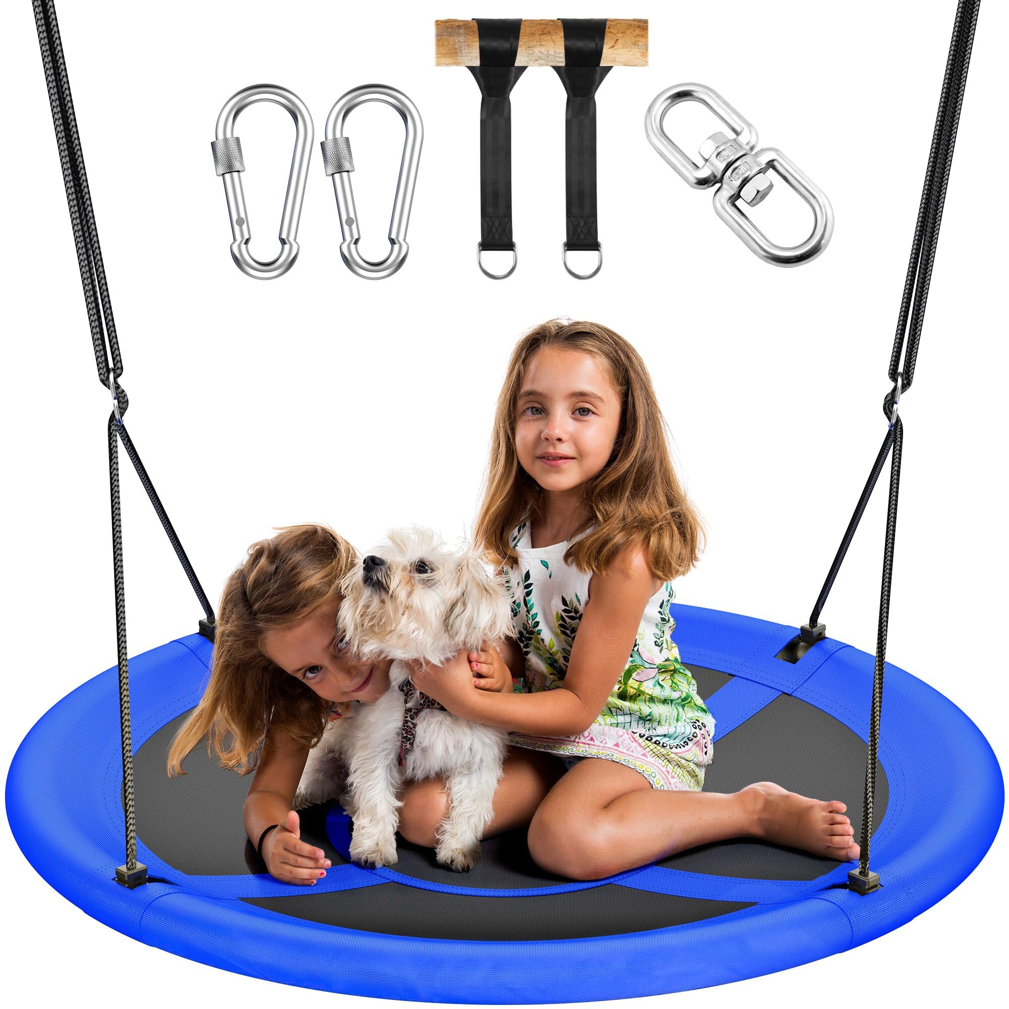 Everyfun 43 Inch Saucer Tree Swing for Kids Adults 700lbs Capacity Aqua Blue