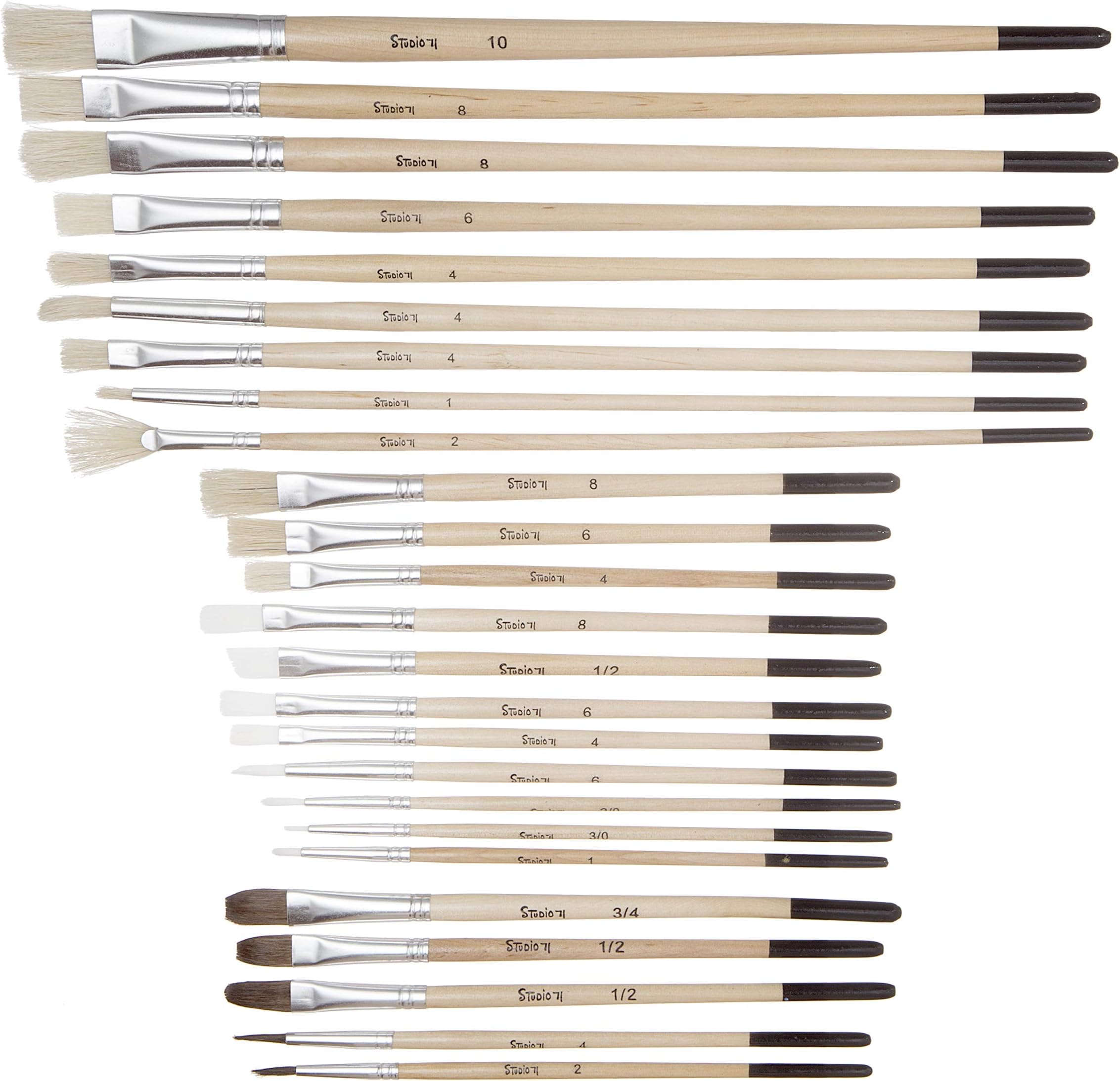 Studio 71 All-Purpose Brush Set, 25 Pieces Paintbrushes