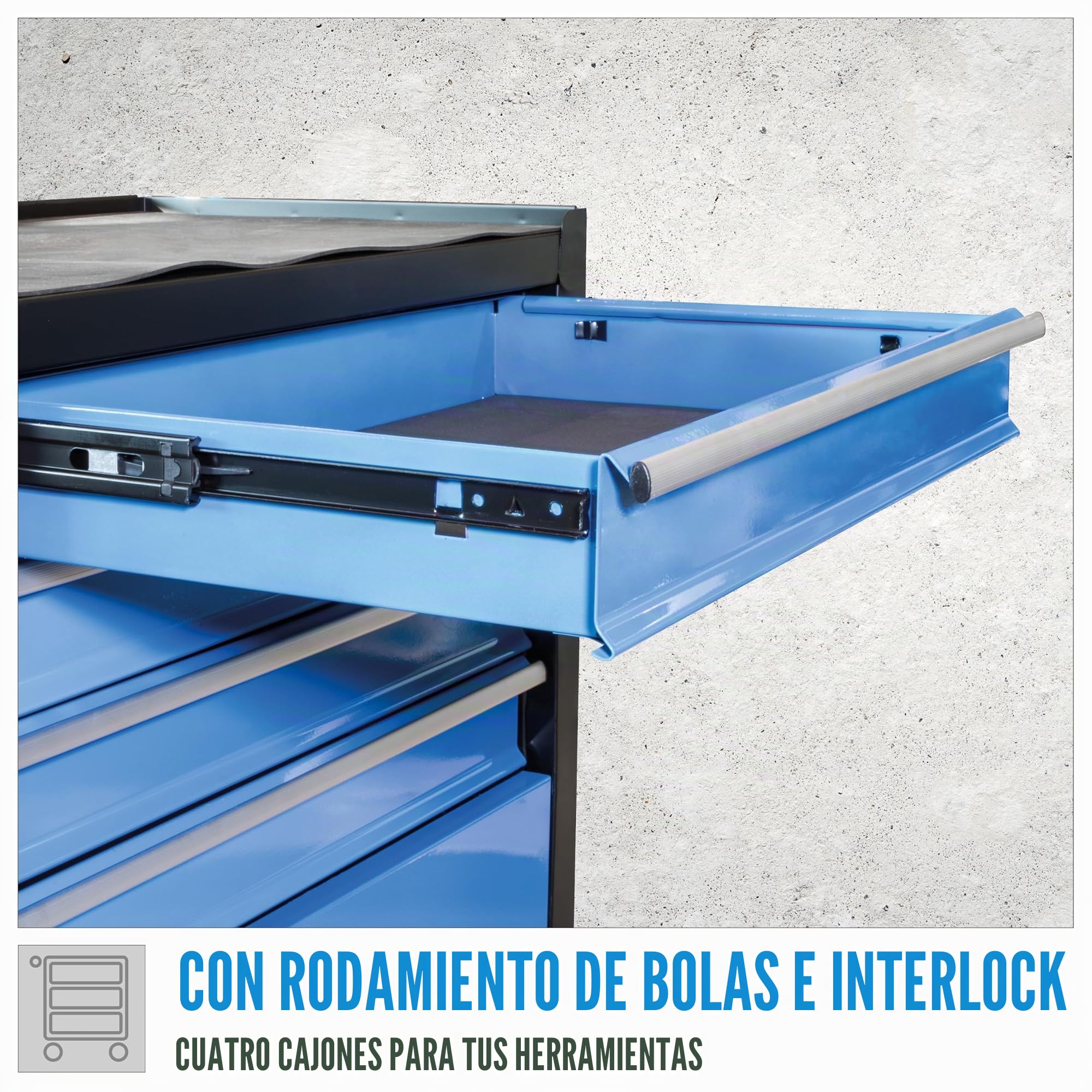 Güde 40879 GW 4.1 - Carro de Taller (4 cajones, soporta hasta 75 kg, Metal, Compacto), Color Azul