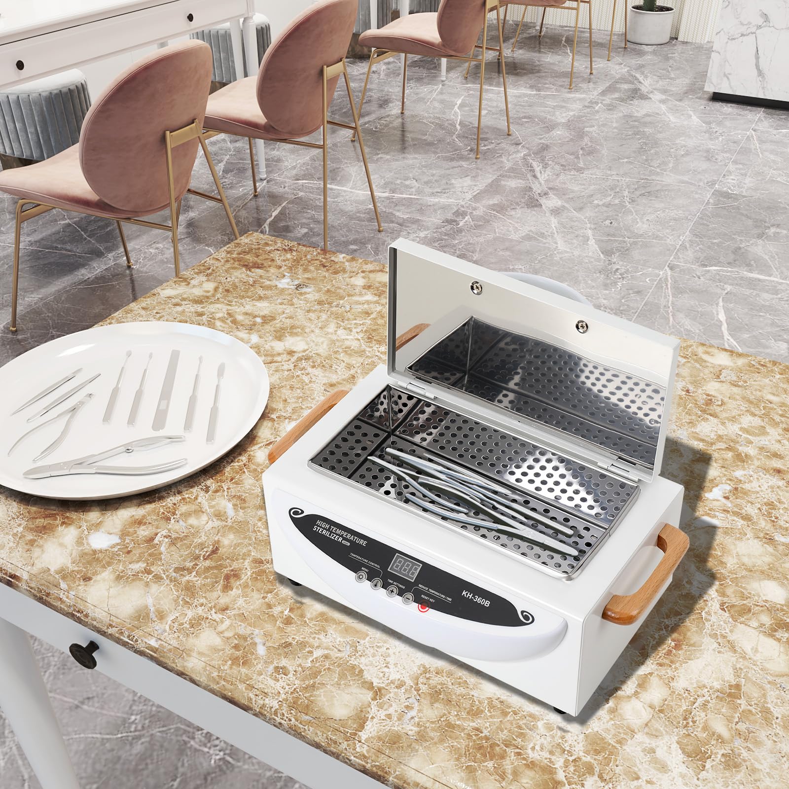 Stérilisateur à air chaud 500 W - 220 °C - Haute température - Chaleur sèche - Stérilisateur d'ongles avec minuterie - Pour cosmétiques, salon de pédicure, salon de coiffure