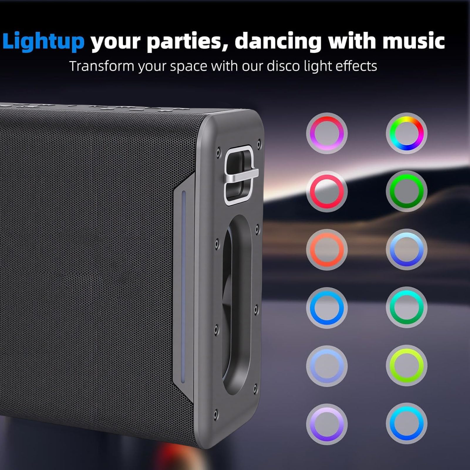 Fabater Máquina de Karaoke para Adultos y Niños, Altavoz Bluetooth Portátil con 2 Micrófonos Inalámbricos, Luces LED, PA Compatible con Tarjeta TWS/AUX/USB/TF para Fiestas en Casa Al
