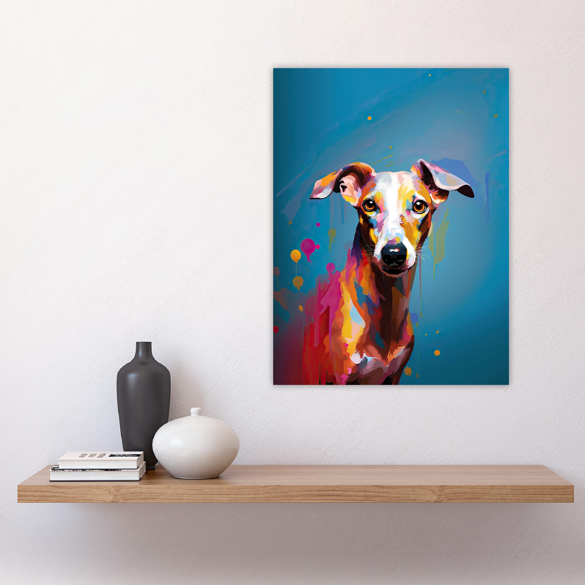 Artery8 Whippet Dog Lover Gift Pet Portrait Blue Orange Purple Artwork Painting Large Wall Art Poster Print Thick Paper 18X24 Inch - Image 4