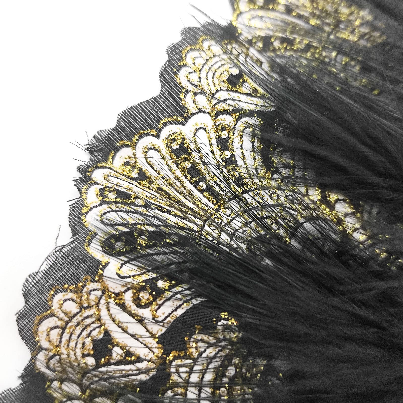 Éventail En Plumes Pliable - Style Années 1920 Vintage - 20x11 Cm - Pour Costume, Soirée, Mariage, Halloween - Déco Élégante