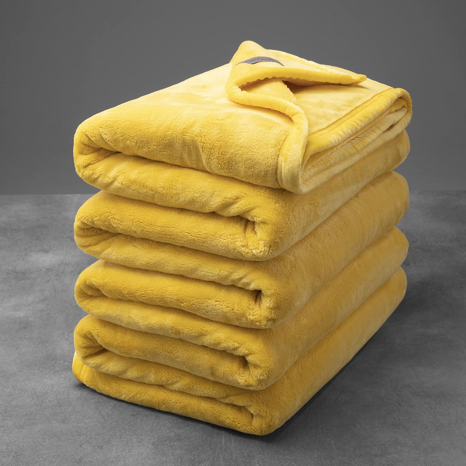 Mellowdy Extra Thick Hearty Plush Flannel Blanket (Lemon Yellow, 60x80) - 500GSM Twin Size Warm Blanket for Winter, Fall | Soft, Fluffy, Cuddly, Perfect for Bed, Oversized Throw for Couch, Sofa
