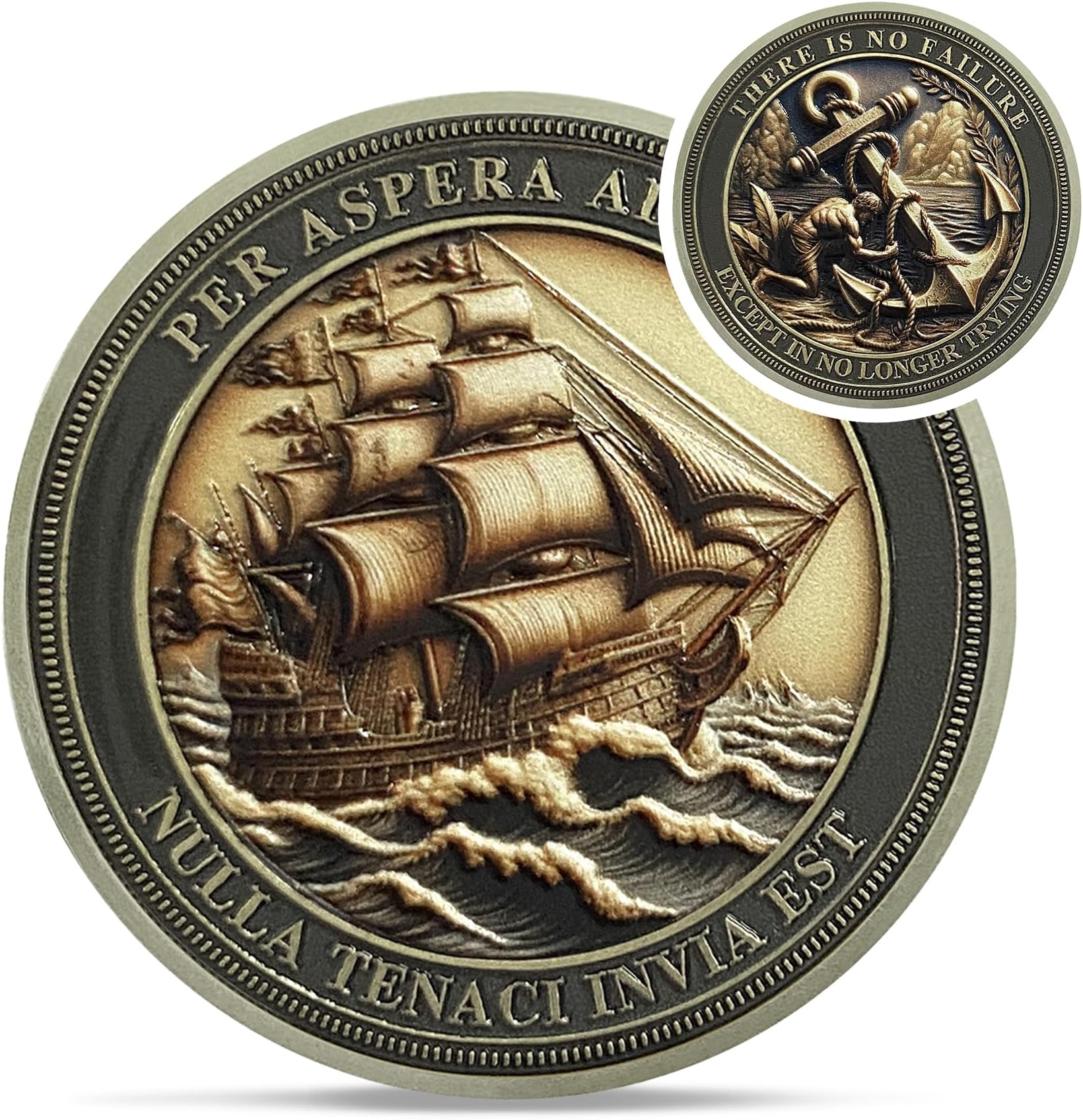 Sailing Anchor Inspiration Coin - Symbol of Faith and Strength Encouragement Challenge Coins - Incentive Awards Medallion Pocket Token - Collectible Office Commemorative Gifts