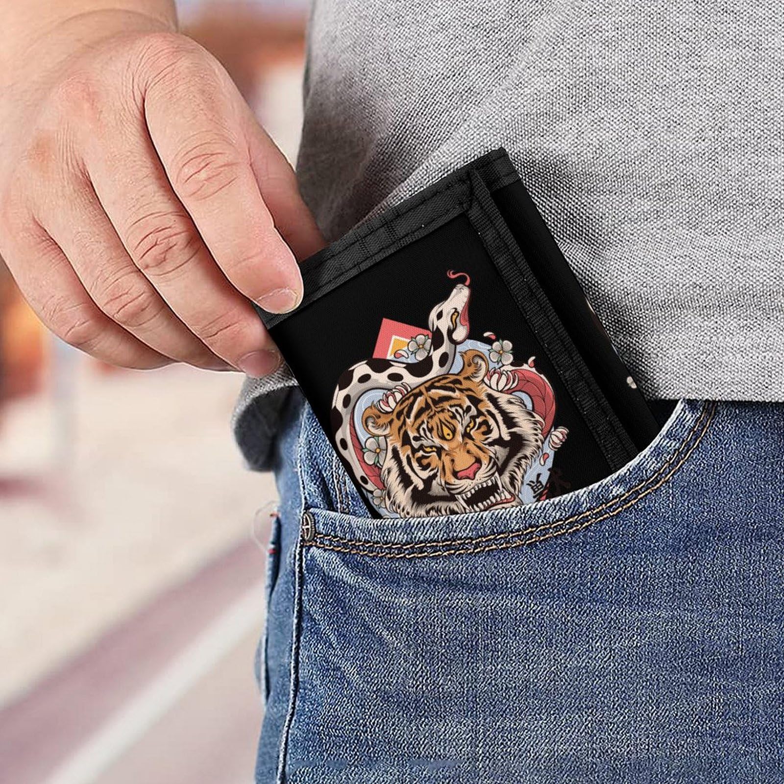 財布 Tiger Mini Trifold Amazon.co.jp: Trifold Wallet, Tiger, Tiger, Tiger, Snake, Mini