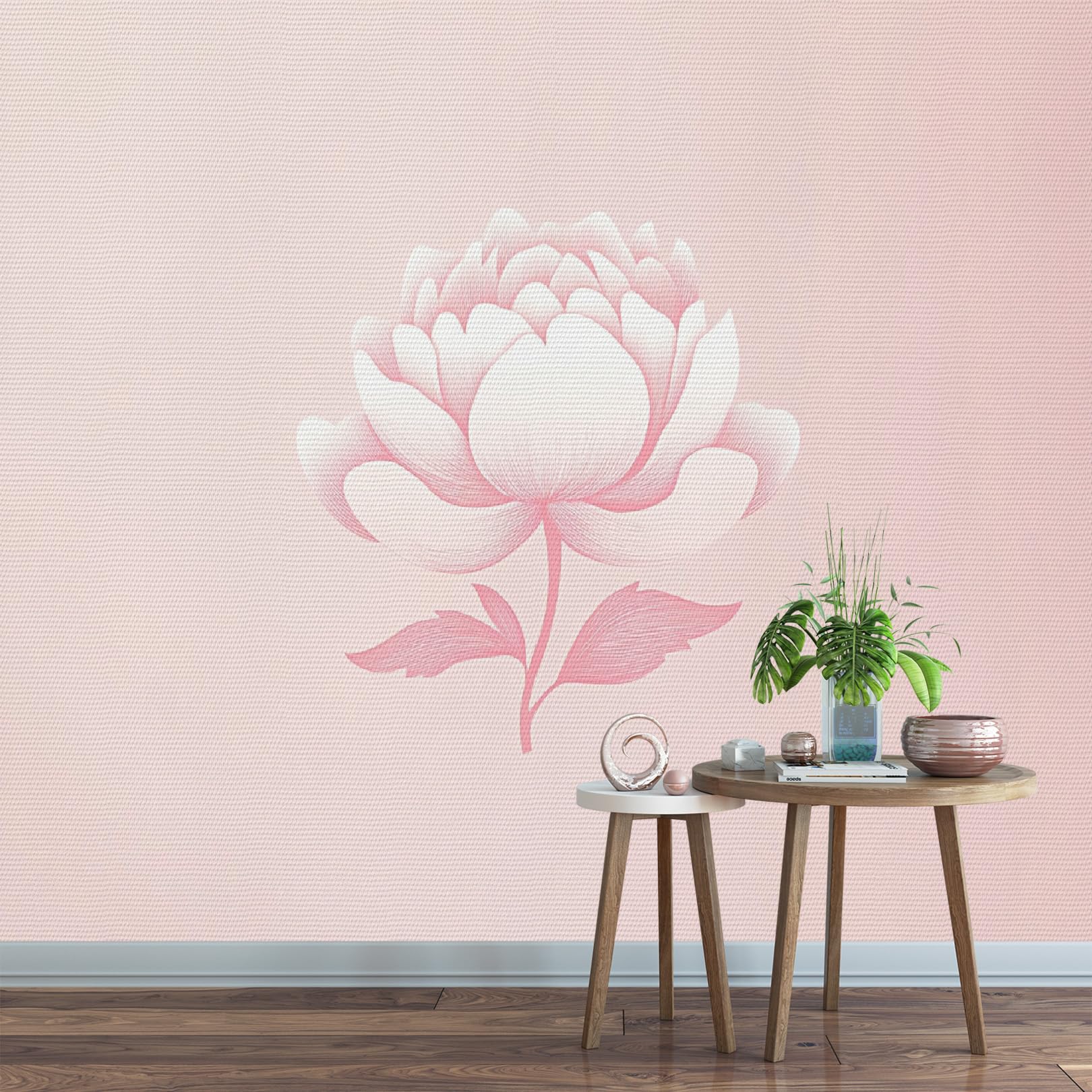Poster murale 3D pivoine papier peint intisse fresque salon