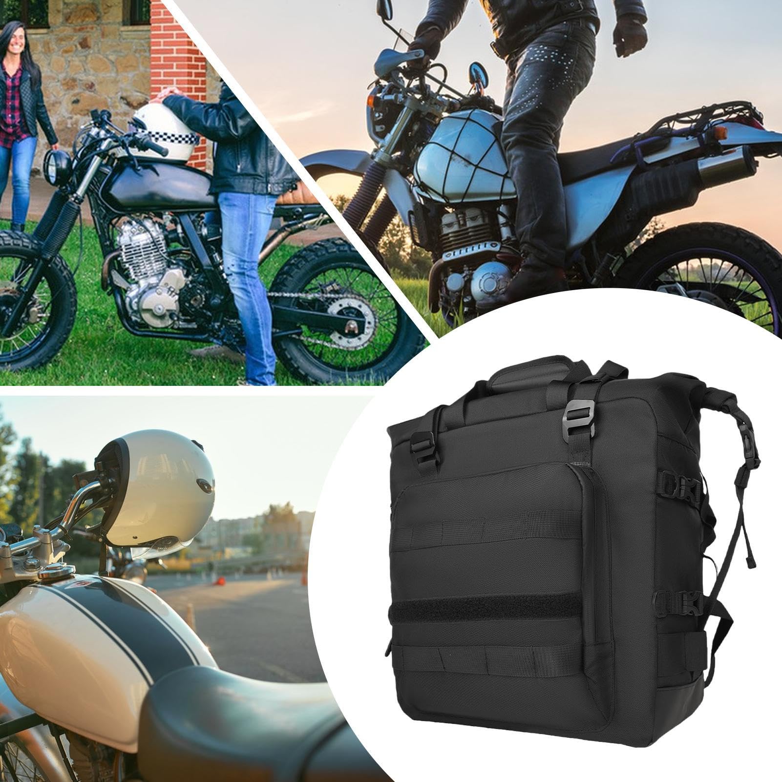 Generisch Tylna torba na motocykl, boczne kieszenie o pojemności 30 litrów, boczne kieszenie motocyklowe, do jazdy na świeżym powietrzu, na kemping, podróże, dla kobiet, mężczyzn, młodzieży