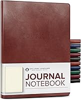 Gallery Leather Large Lined Journal - Handcrafted in Maine USA, Softcover Acadia Tan, 192 Pages for Writing, Work & Travel