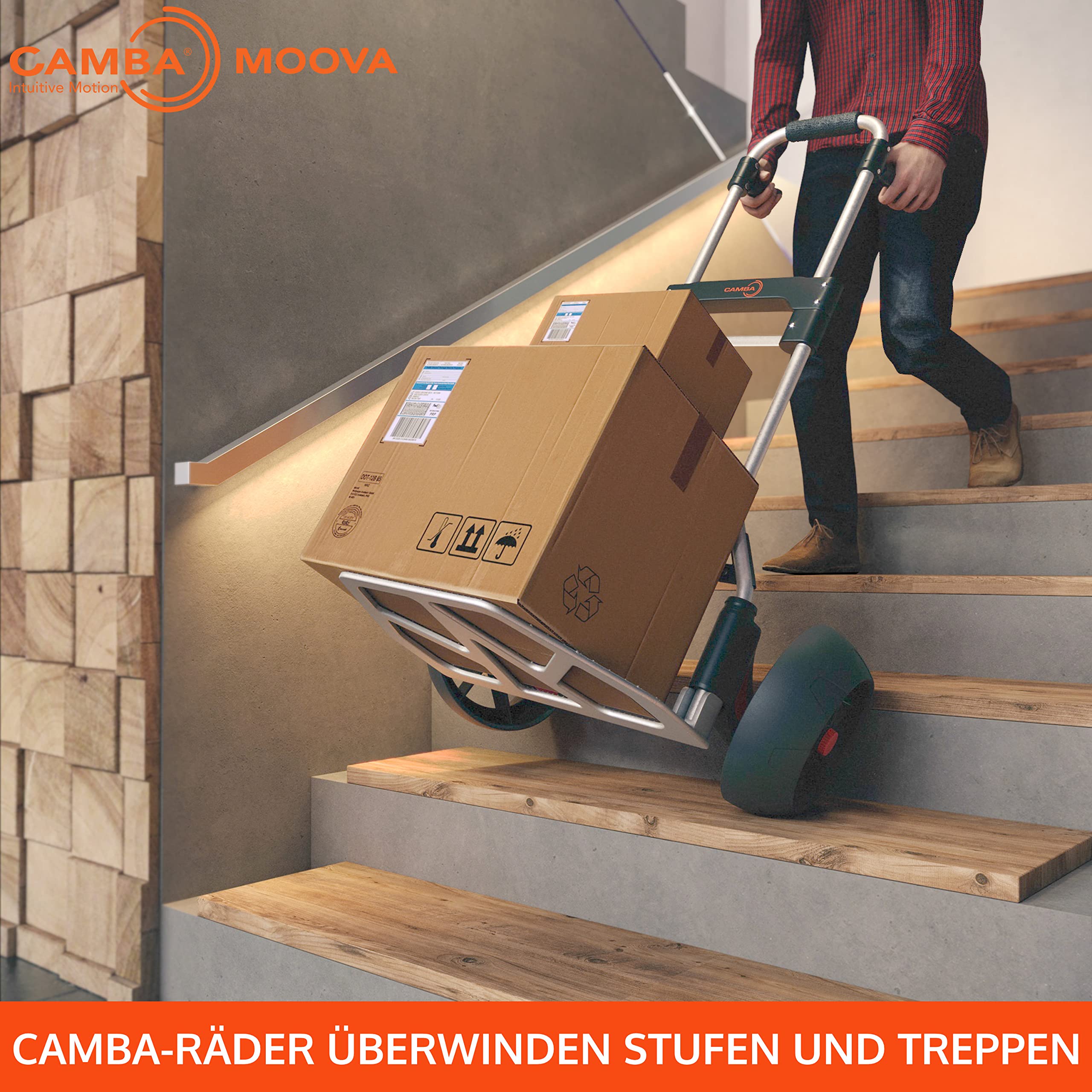 CAMBA Moova Sackkarre Klappbar; Transportkarre Treppensteiger; Patentierte Radtechnik; 100kg Tragfähigkeit