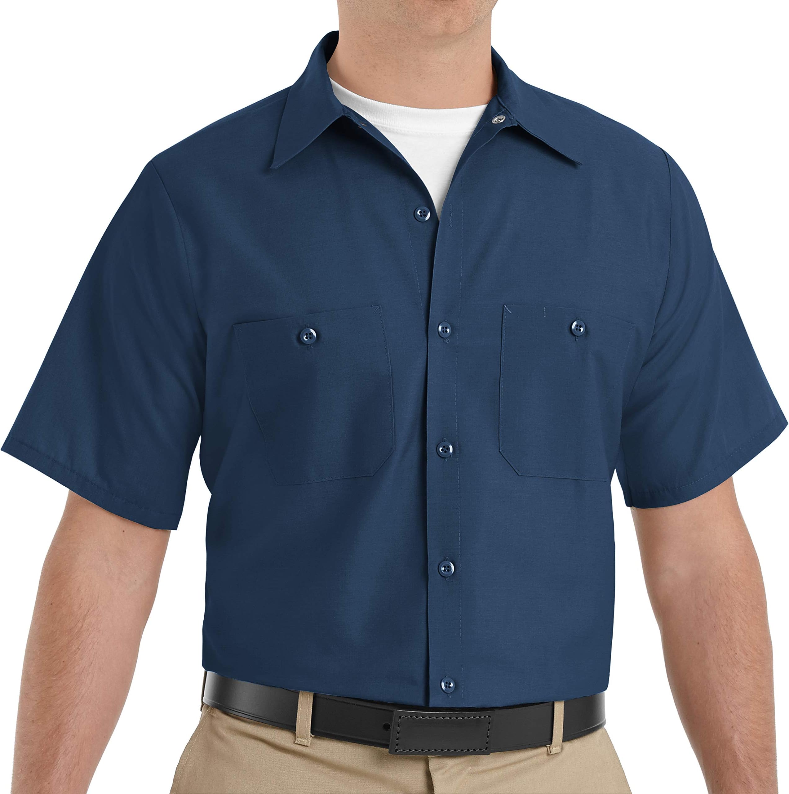 Red Kap Men's Regular Fit Shirt (SP24NV SS 6XL-NV-6X-Large_Navy_Free Size)