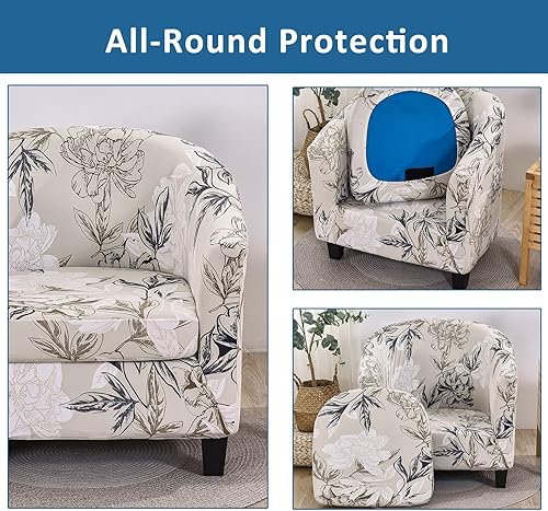 Miniatura 4 de NILUOH Funda para silla de club, 2 piezas, con funda de cojín, funda para silla de barril, protector de muebles para sala de estar, suave,