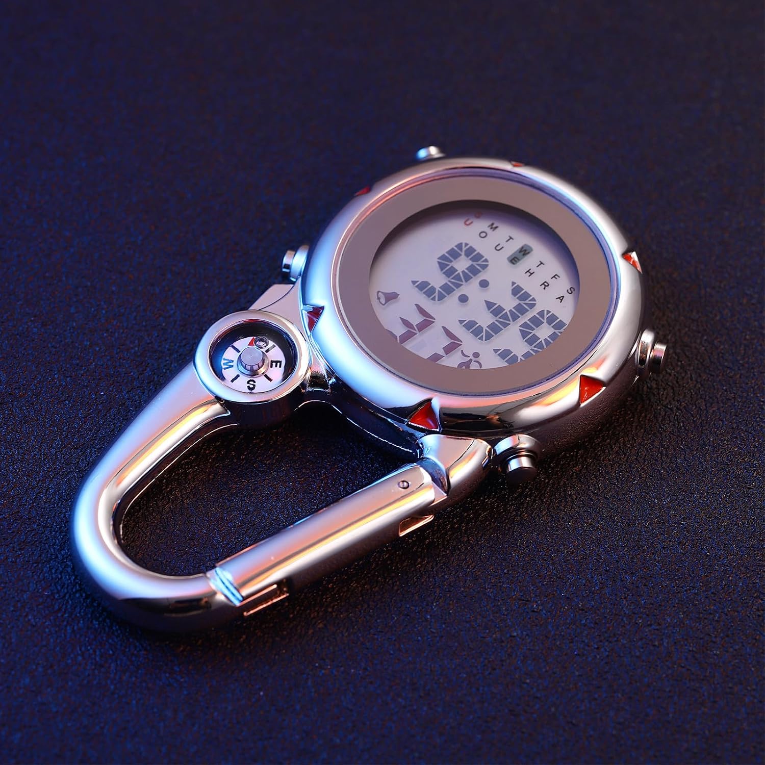 YARNOW Pocket Watch with Alarm and Compass, Stopwatch, Clip on Watch for Climbing Hiking Backpacking