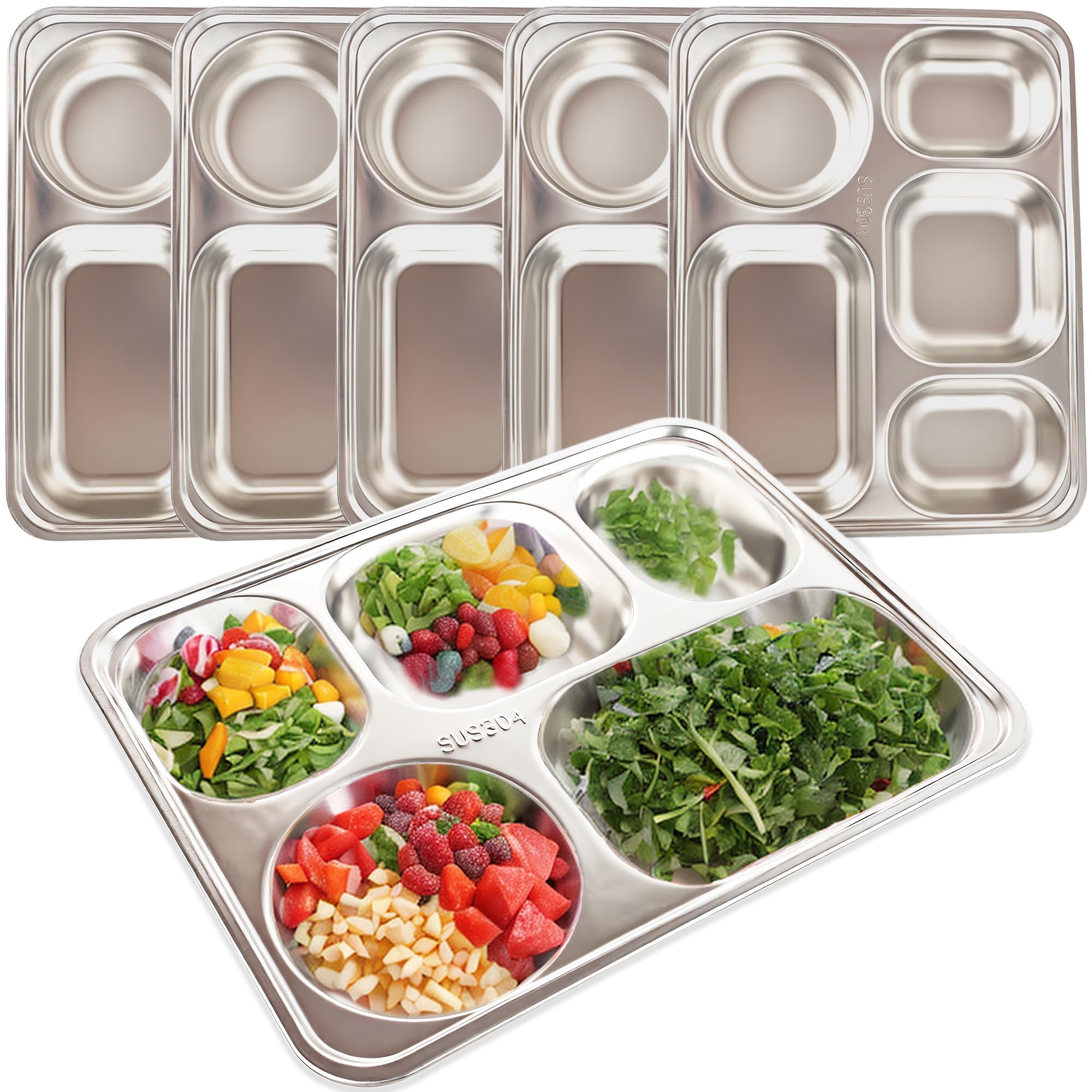 Photo 1 of Medanera 6-Pack Stainless Steel Divided Plates