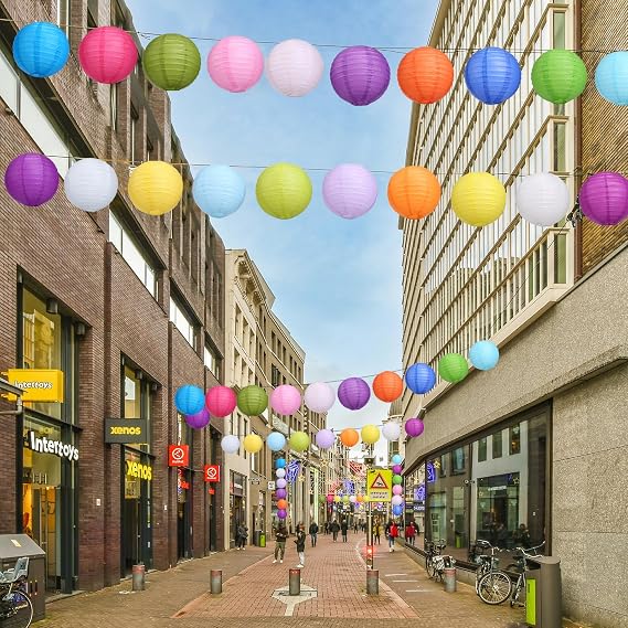 LIHAO Paper Lanterns, 20 Colors, 7.9 inches 20 cm, Round Lantern, Plain, Summer Festivals, Festivals, Events, Parties, Tanabata Decorations, Decorations, Decorations, Butterflies, Paper Lanterns, Colorful