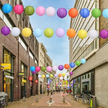 LIHAO Paper Lanterns, 20 Colors, 7.9 inches 20 cm, Round Lantern, Plain, Summer Festivals, Festivals, Events, Parties, Tanabata Decorations, Decorations, Decorations, Butterflies, Paper Lanterns, Colorful