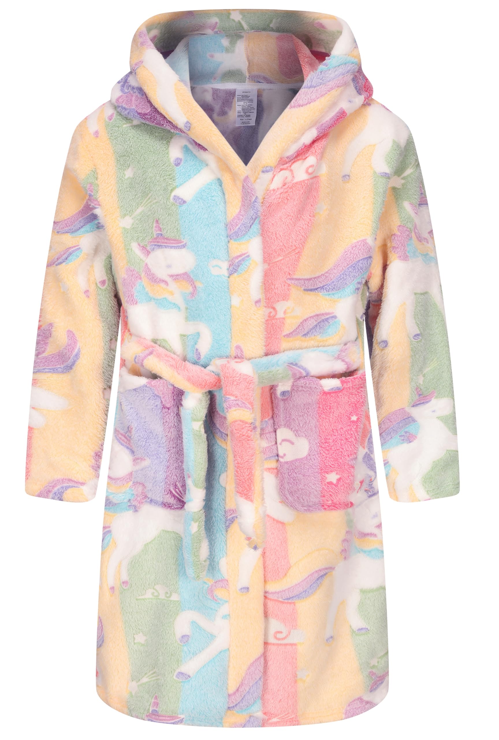 Kids Hooded Bathrobe Girls Soft Plush Hooded Flannel Pajamas Sleepwear Boys Spa Robe