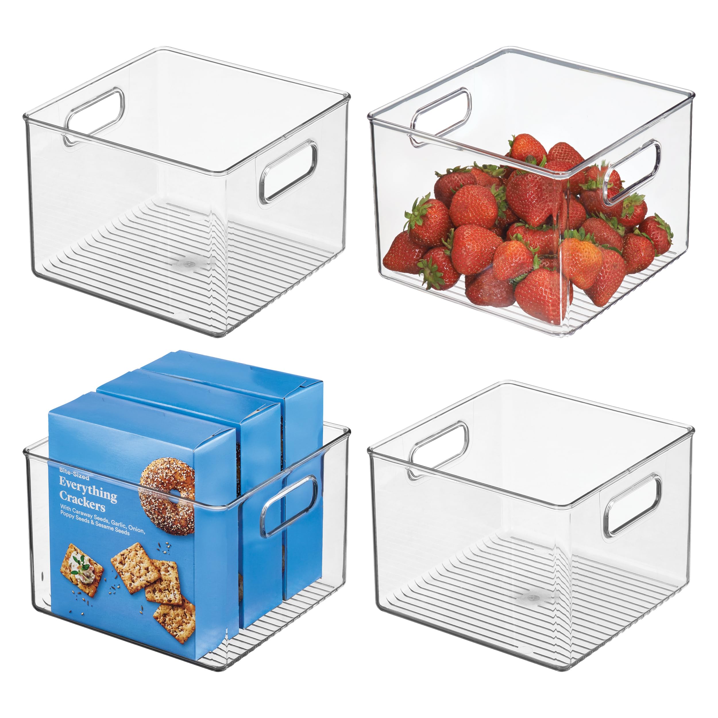 iDesign Plastic Fridge and Pantry Storage Bins, Organizer Container for Kitchen, Bathroom, Office, Craft Room, BPA-Free, 8" x 8" x 6", Set of 4, Clear