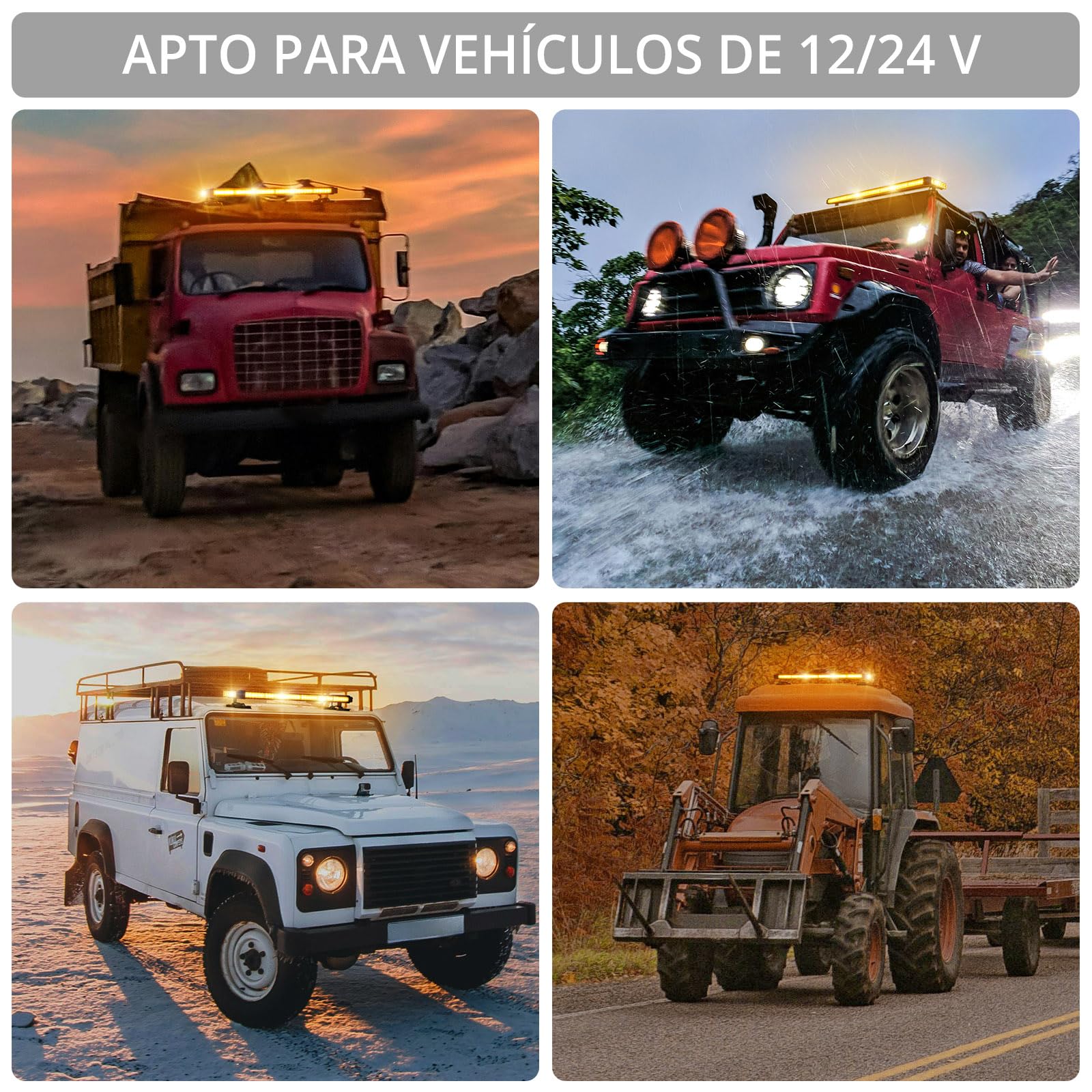 Justech 84LED Luz Estroboscópica Coche,84W Barra Luz de Emergencia,27 Modos Flash,IP65 Impermeable,Base Magnética,12 V/24 V Luces de Advertencia Ámbar con 5M Cable para Coche Camión Remolque