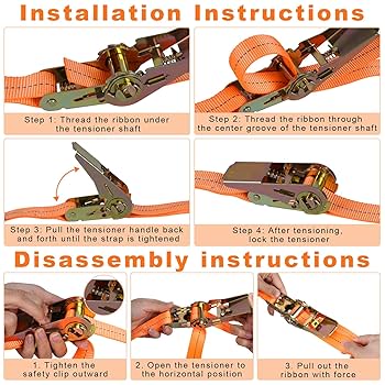 SOOKIN Tie Down Straps 6PCS Lashing Straps Tensioning Belts Ratchet Straps Cargo Straps Tension