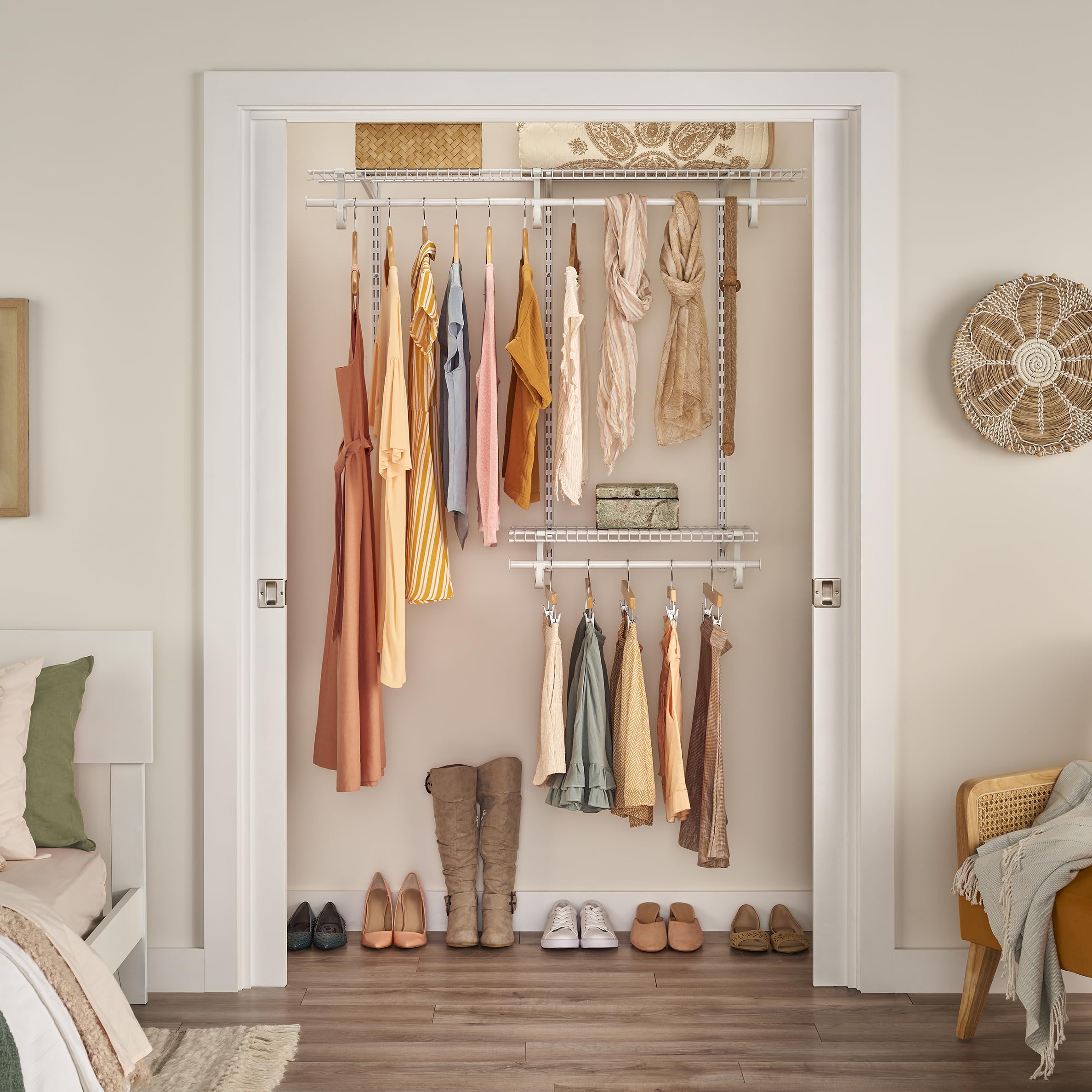 ClosetMaid ShelfTrack Wire Closet Organizer System Adjustable from 2 to 4 Ft. With Shelves Clothes Rods Hardware Durable Steel White product thumbnail 4