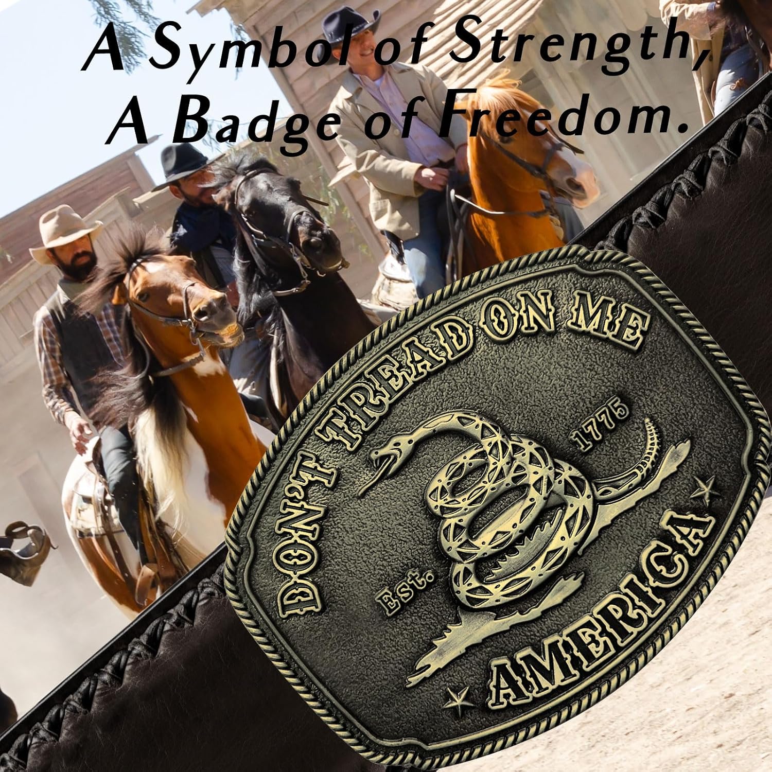 Western Belt Buckles for Men Cowboy Belt Buckle American Patriotic Belt Buckles Rattlesnake