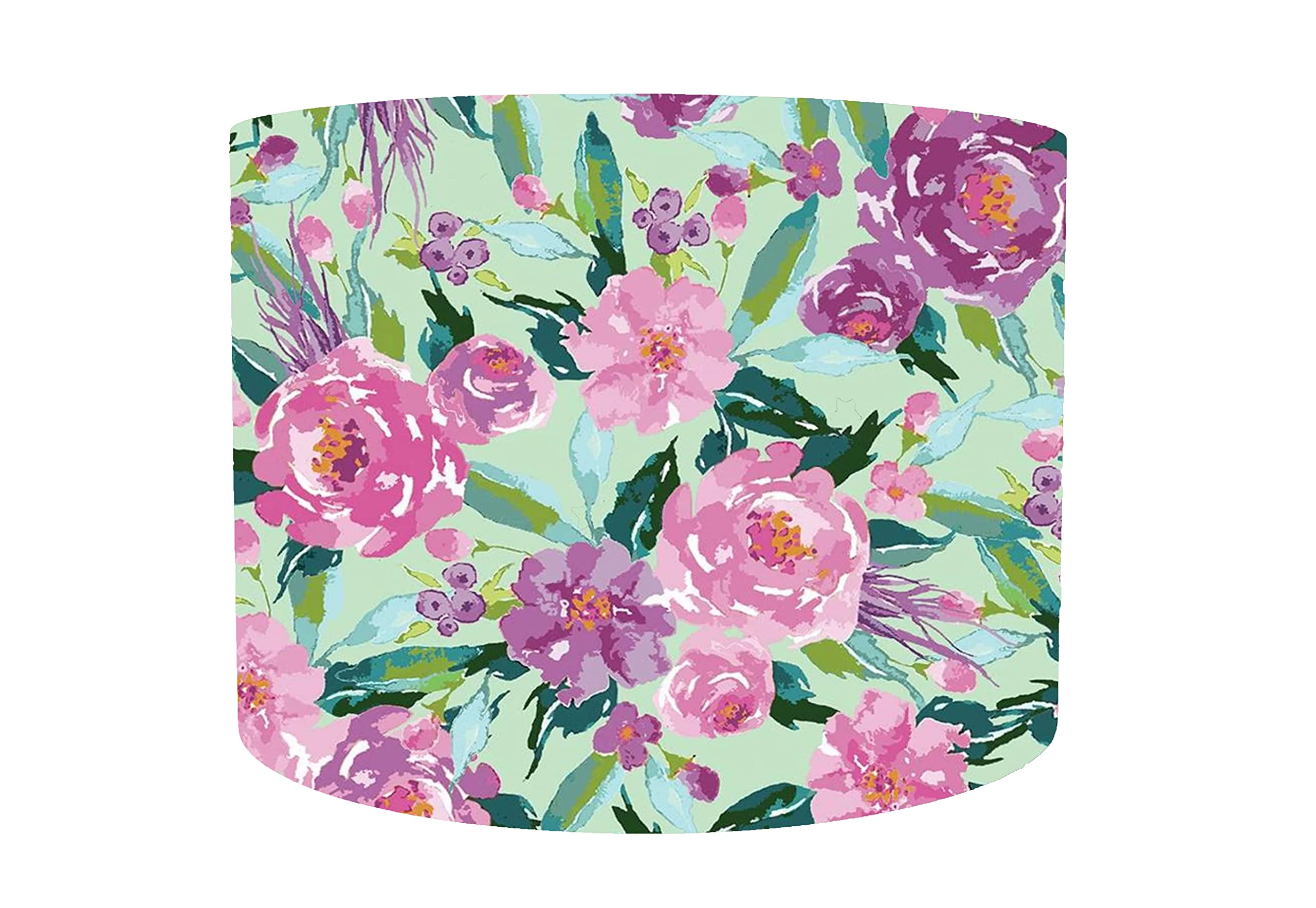 Pink Floral Lampshade, Choice of 20cm, 25cm, 30cm Diameter, Mint Green Ceiling Lampshade, Flower Home Decor Accessories, Rustic Bedroom Ceiling Lights, Mint And Pink Bedroom Decor, Boho Floral