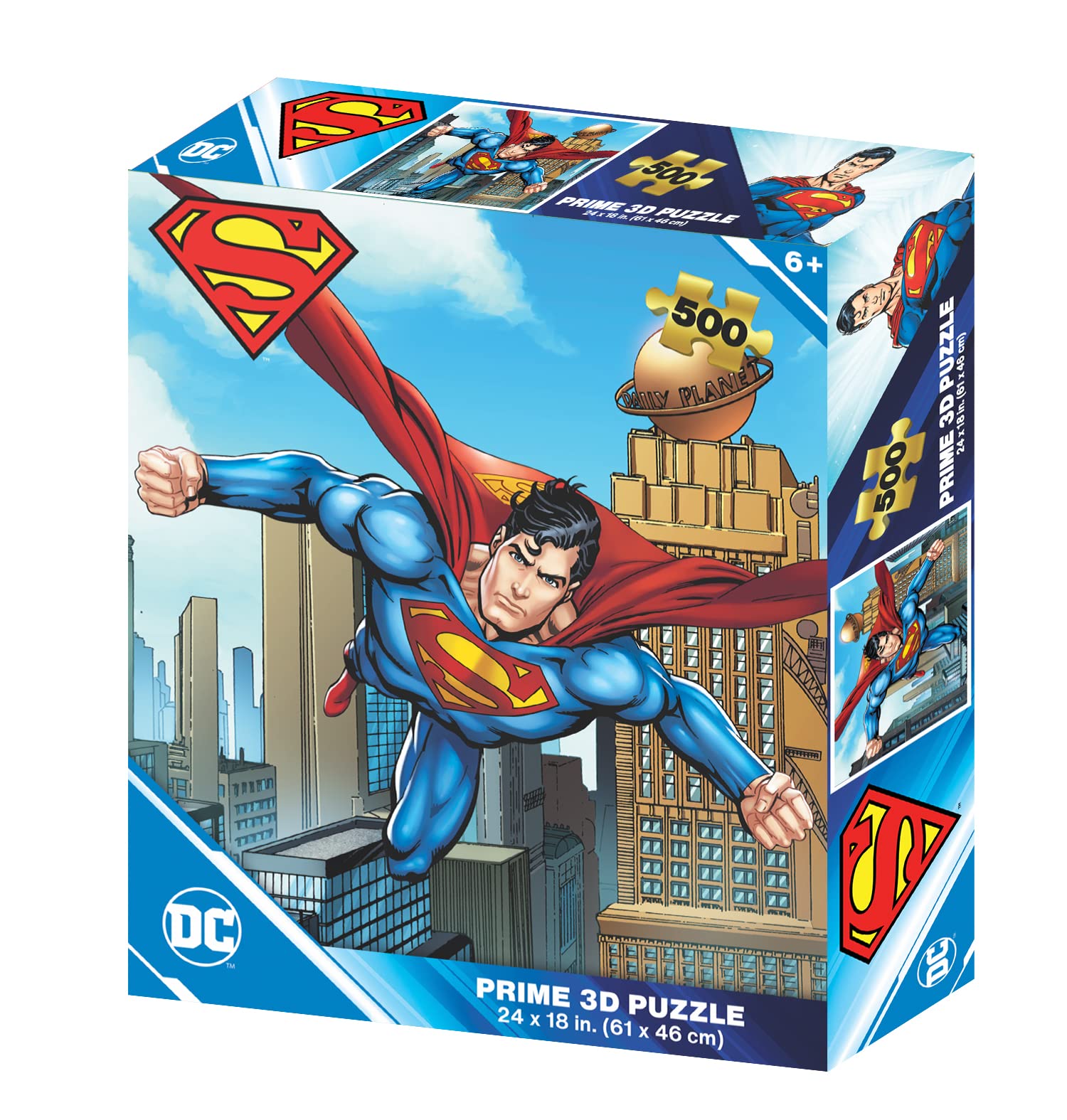 PRIME 3D | DC Comics - Superman | 3D Lenticular Jigsaw Puzzle | 61cm x 46cm - 500 pcs | Games & Puzzles | Ages 6+