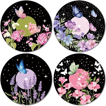 CREATCABIN 4Pcs Records Wall Decor Hippie 1950s Decor Collage Display Signs Butterfly Flower Aesthetic Vintage Y2K Room Decor for Dorm Bedroom Teen Room Indie Art Bar Coffee Music Studio 11.6Inch