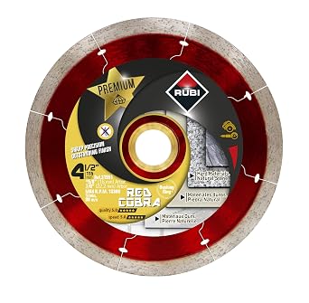 Premium Diamond Blade Red Cobra Dry 4" 1/2" Ideal for Cutting Porcelain, Ceramic, Marble, Granite, Natural Stone 5/8 Ring Adapter Included