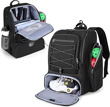 GOBUROS Pickleball Bag for 4 Paddles with Shoe Compartment, Pickleball Backpack with Fence Hook for Pickle Ball Accessories, Pickle Ball Bags for Men and Women, Bag Only