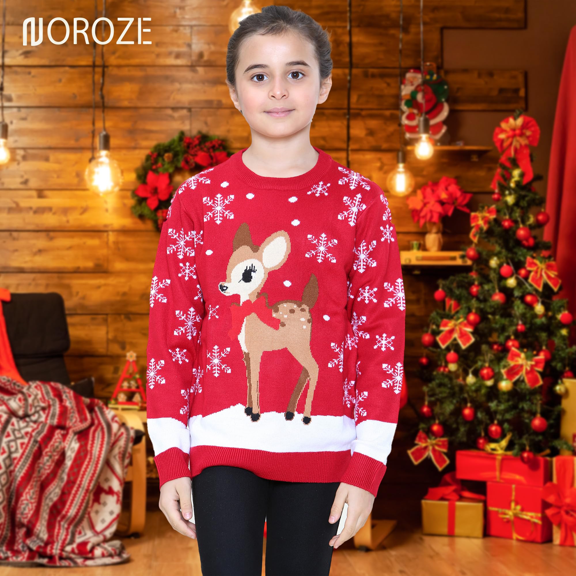 NOROZE Navidad 3D Jersey Niños Pájaro Reno Retro Pull-Over Suéter