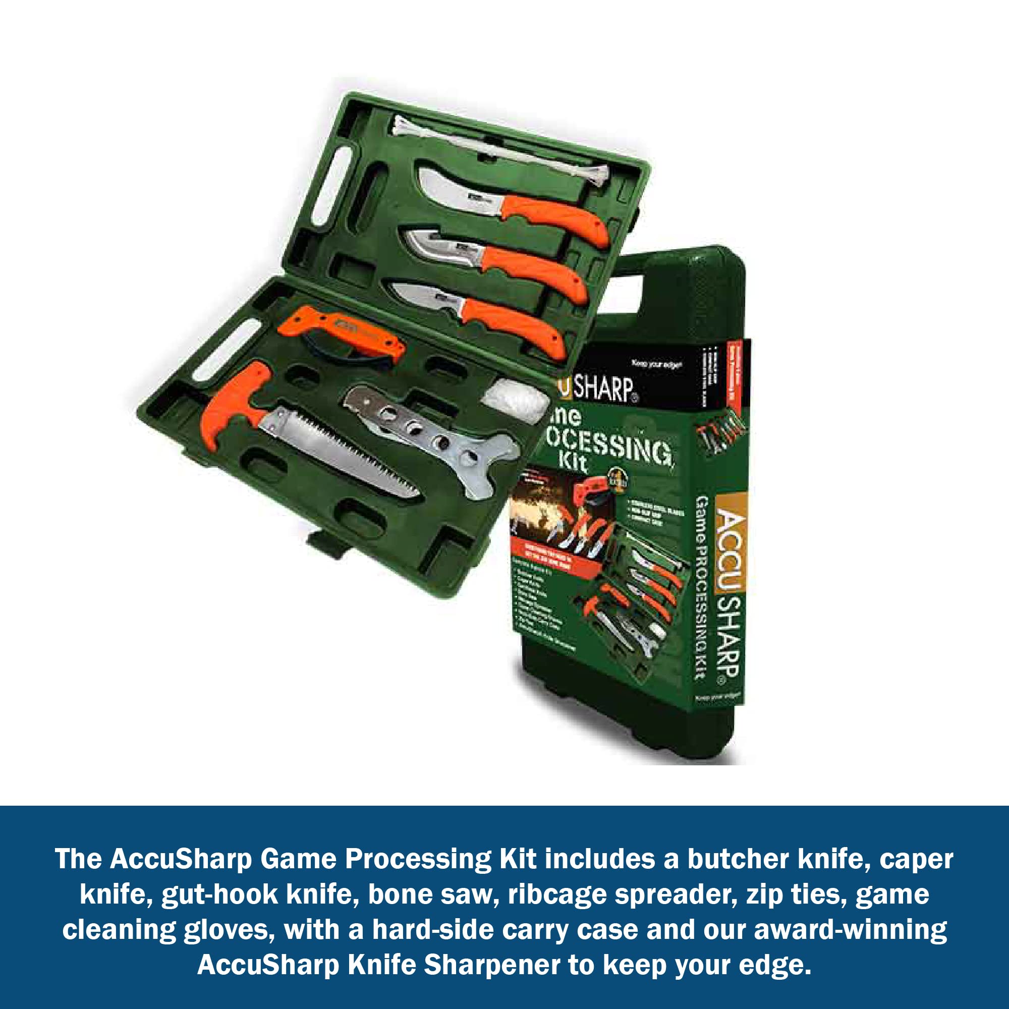 AccuSharp 9Piece Hunting Knife Set w/ Case Includes Butcher knife