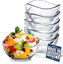 Volarium CRYSTALIA Premium Stackable Small Glass Dessert Bowls Set of 6, 215ml 100% Lead & Cadmium Free Glass Prep and Side Bowls, Dip Sauce Bowls, Ice Cream, Snack and Starter Bowl