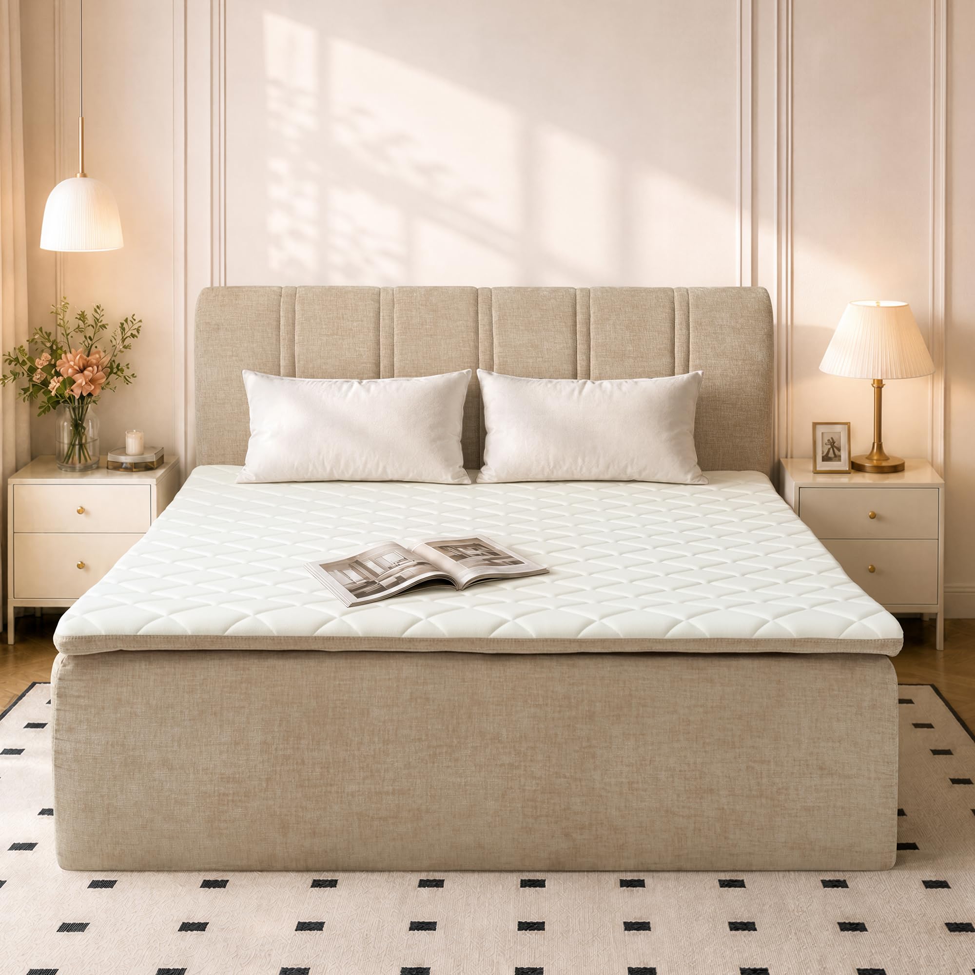 OTHILOA Full Boneless Bed with Frame, Mattress & Headboard
