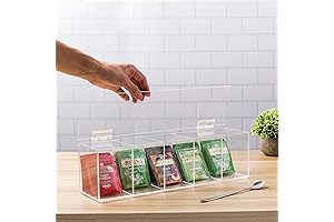 MyGift Clear Premium Acrylic Tea Bag Organizer Box