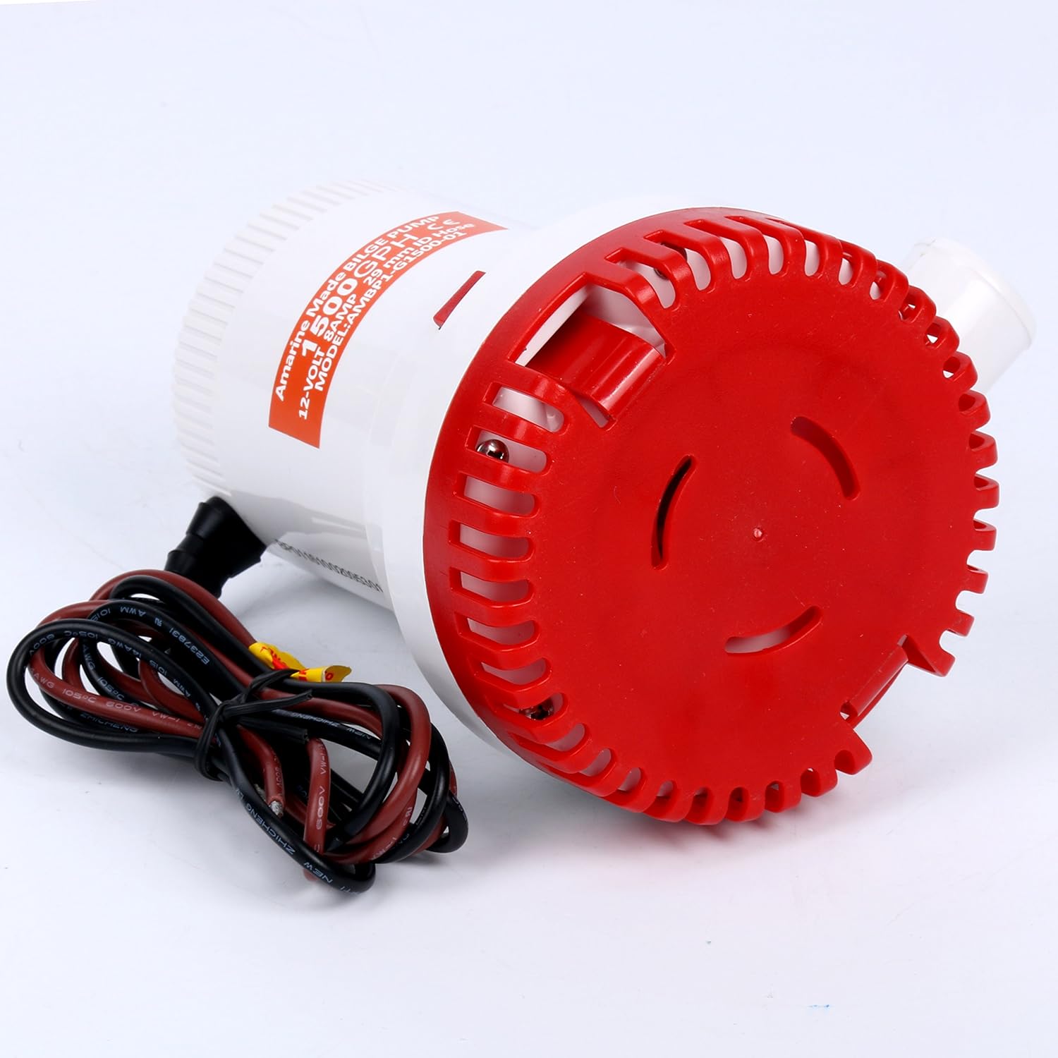 Amarine Made 1500GPH 12V Boat Marine Plumbing Electric Bilge Pump Non Automatic Discharge for Marine,RV,Campers,Industrial