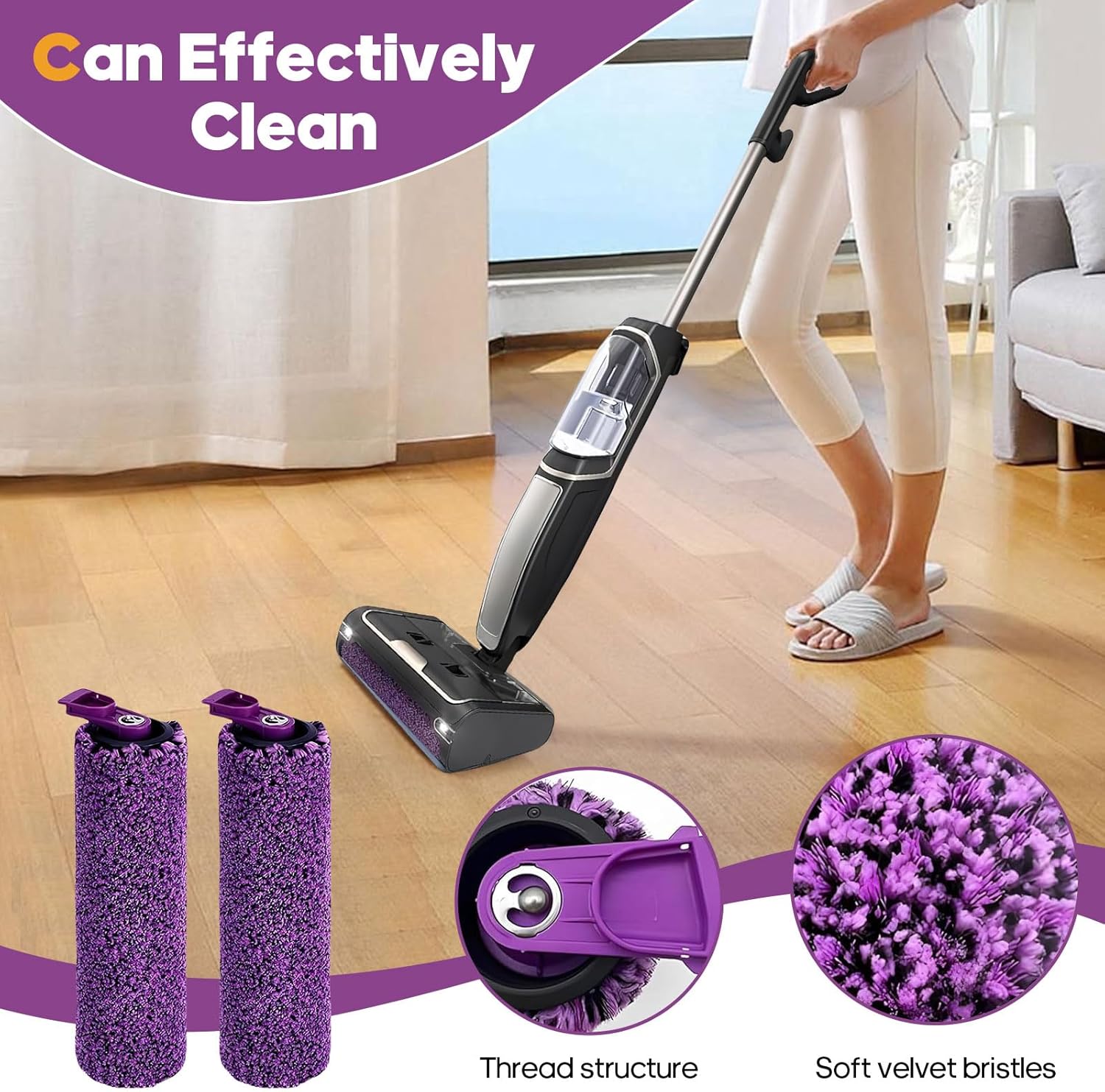 SD201 Brush Rollers Replacement Parts For Shark SD200, SD201,SD201C, SD201Q, SD205 Steam Pickup 3-in-1 Steam Mop, 3 Pack Brush Rollers + 1 Cleaning Tool