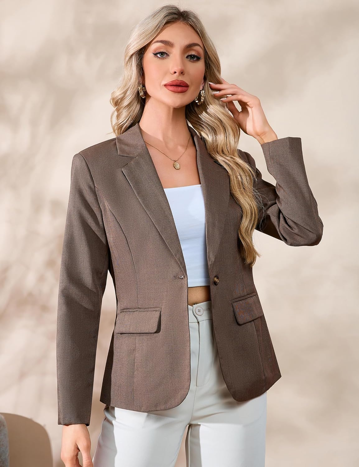 Yesfashion Womens Blazers Long Sleeve Open Front Business Casual Slim Fit Cardigan Jacket - Image 5