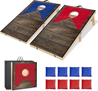 Foldable Cornhole Board Set Solid Wood Cornhole Set with 6 Bean Bags and Carrying Case Portable Cornhole Game Indoor or Outdoor for Adult Backyard Beach Camping Lawn Toss Games