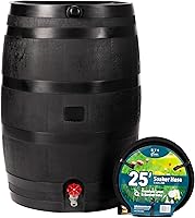 Vista 9 de RTS Home Accents Barril de lluvia ECO de 50 galones fabricado con plástico 100% reciclado, barril de recolección de agua de lluvia con parte trasera
